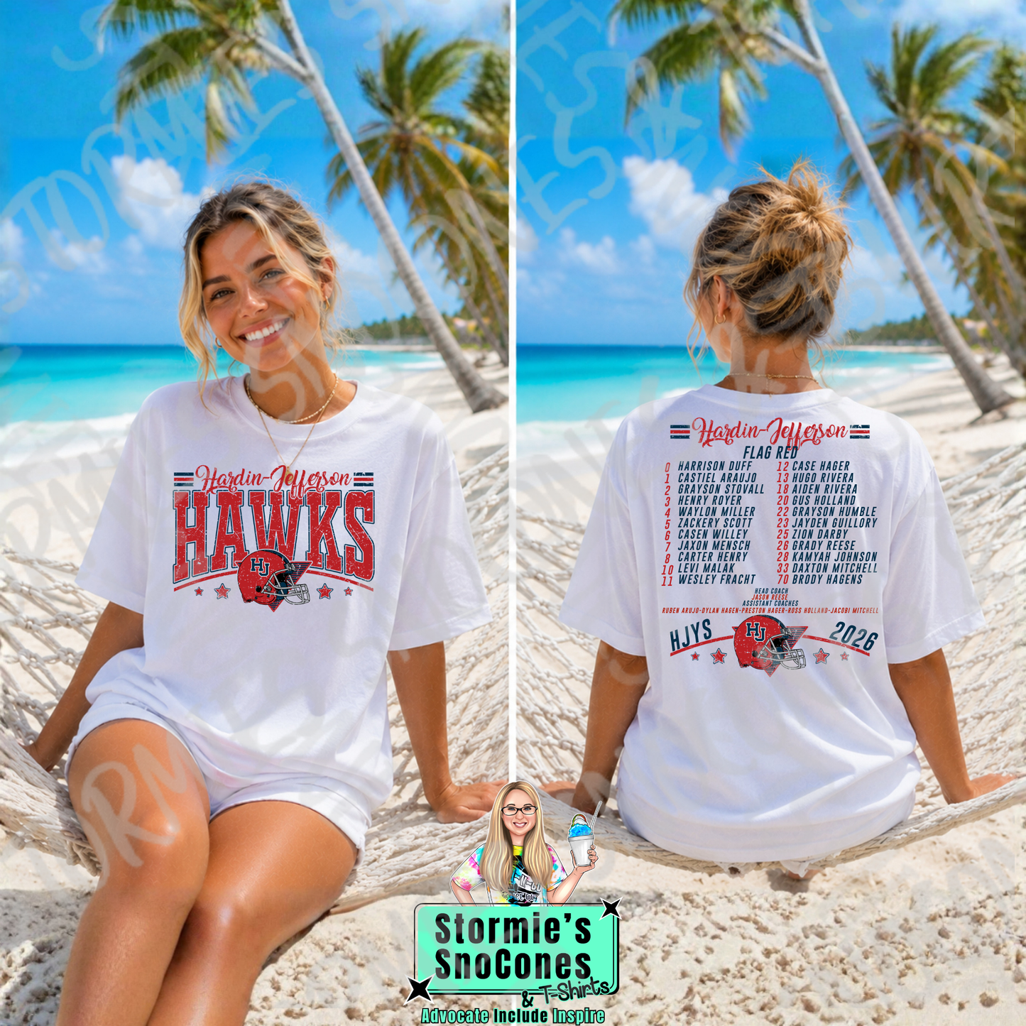 Hardin Jefferson Hawks HJYS Football 2026 Shirt - FLAG RED FOOTBALL