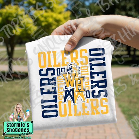West Hardin Oilers Logo Repeat White Gildan Comfort Colors Bella Canvas Shirt
