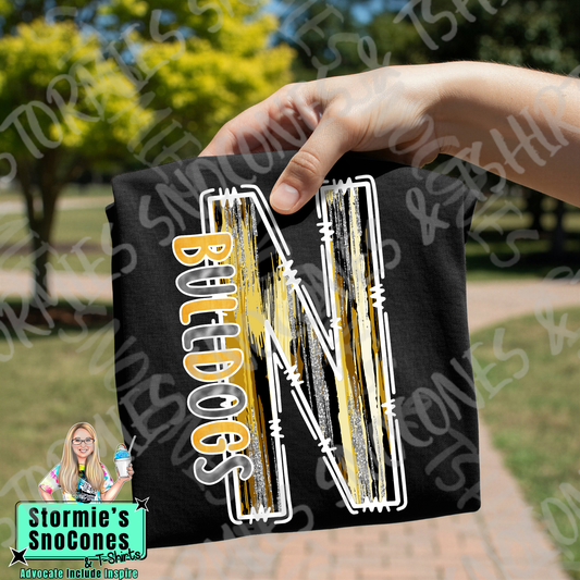 Nederland Bulldogs Brushstroke Doodle Black Gildan Comfort Colors Bella Canvas Shirt