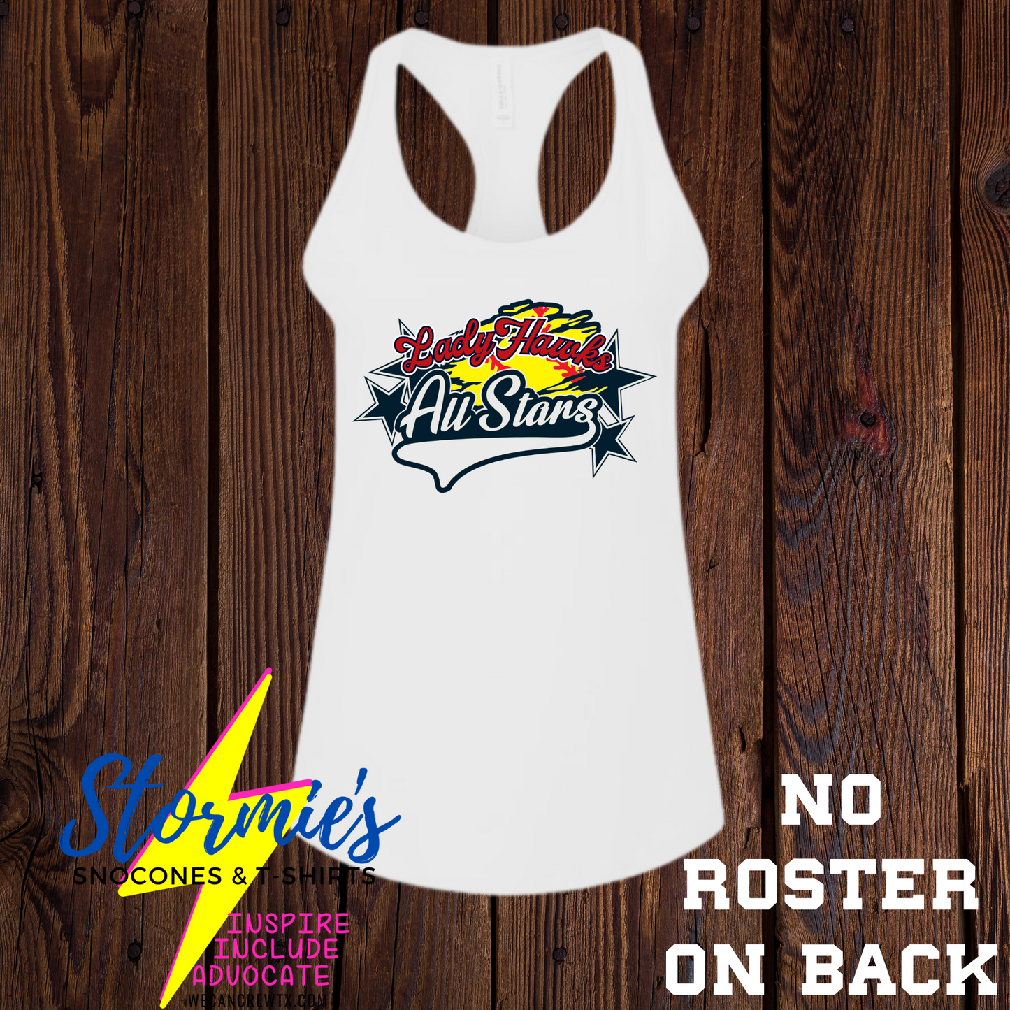 Lady Hawks 8U All Stars 2024 White Bella Racer Back Tank Top