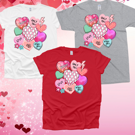 Candy Convo Hearts Disco Valentine's Day Shirt