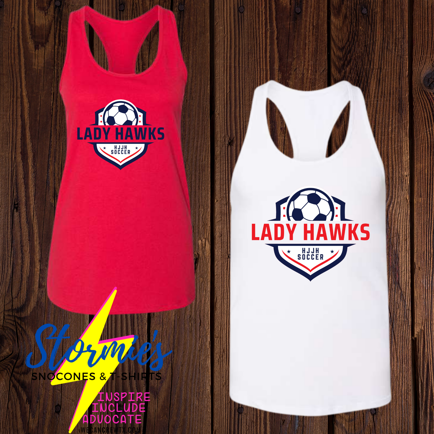 Lady Hawks Soccer 2024 Bella Racer Back Tank Top