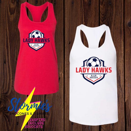 Lady Hawks Soccer 2024 Bella Racer Back Tank Top