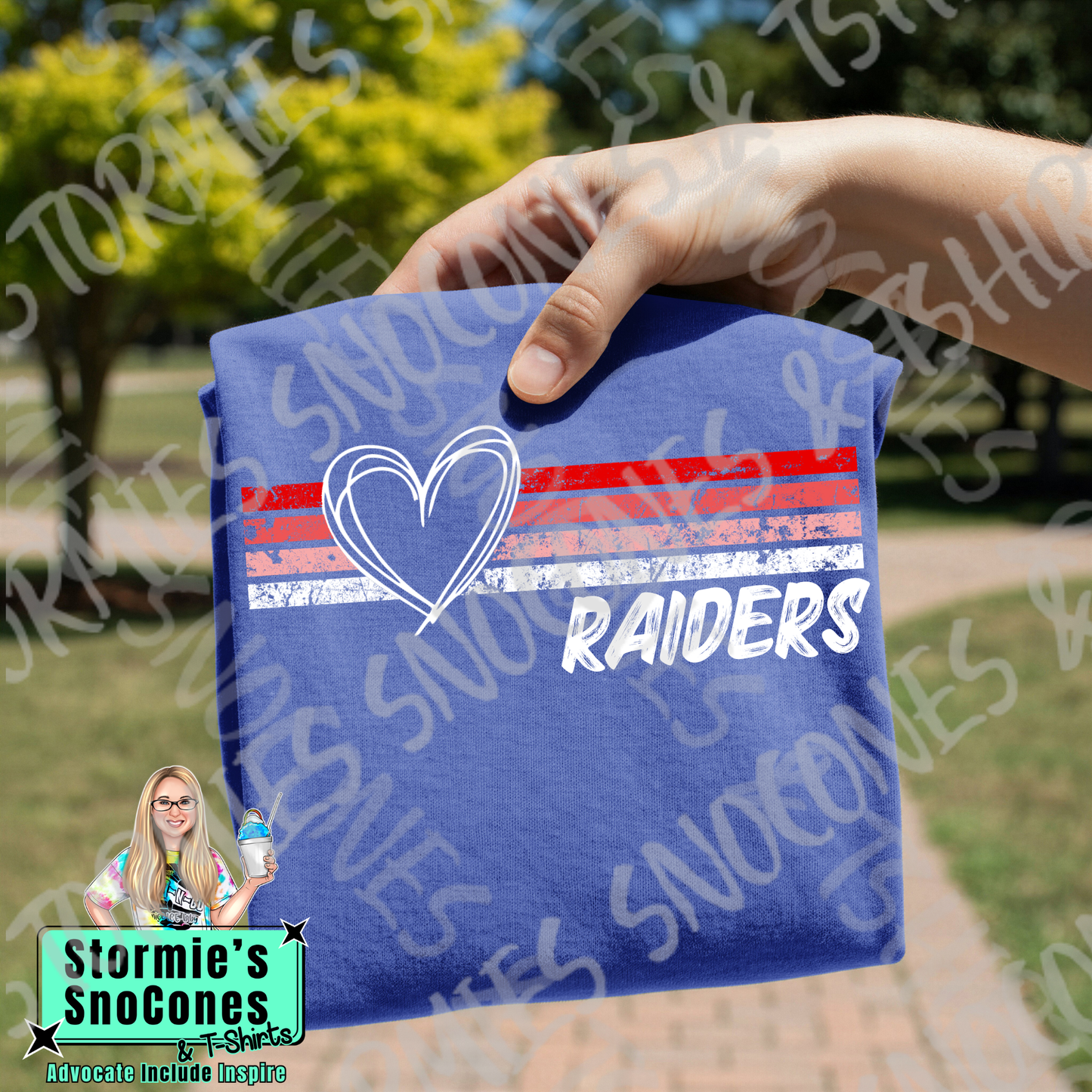 Lumberton Raiders Heart Lines Blue Gildan Comfort Colors Bella Canvas Shirt