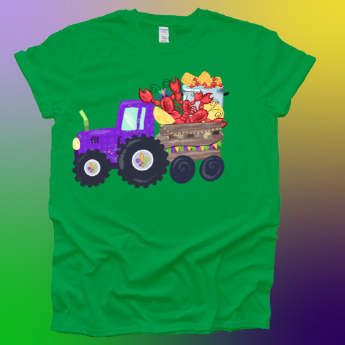 Mardi Gras Tractor Green Shirt