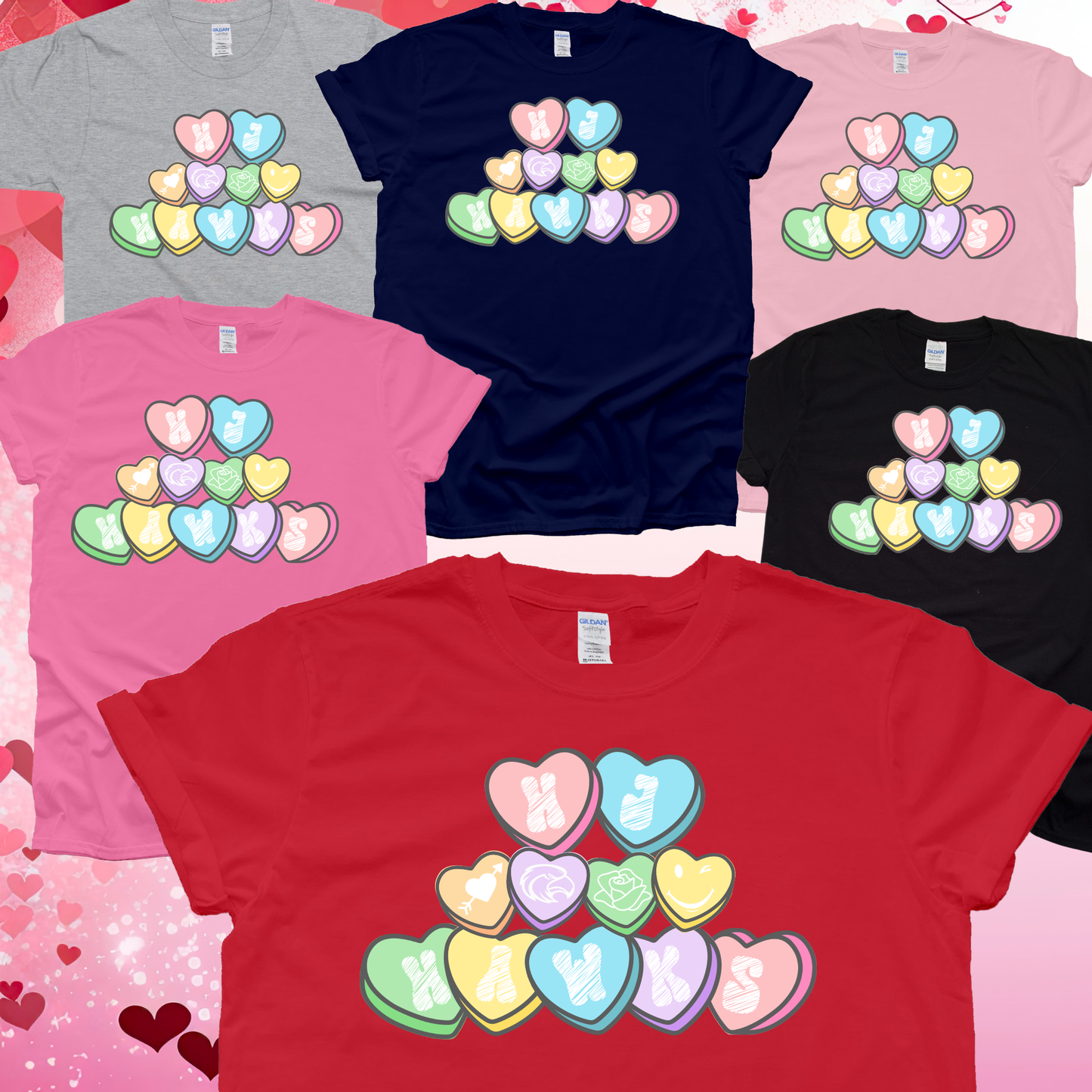 HJ Hawks Conversation Hearts Valentine's Day Shirt