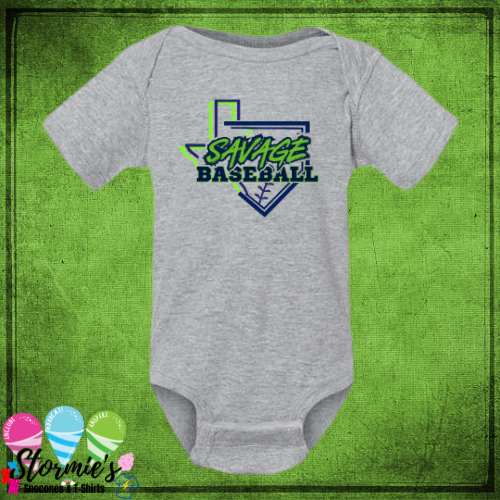 Savage Baseball Gray Infant Bodysuit