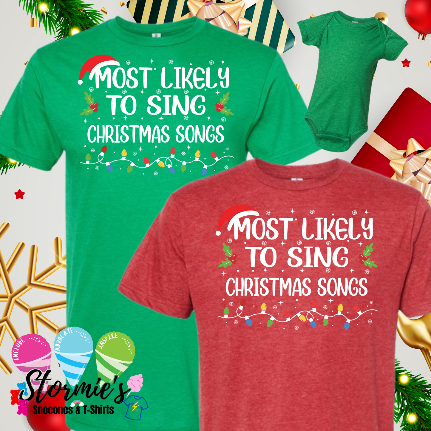 Christmas Lights Group Shirts - Most Likely To - Sing Christmas Songs