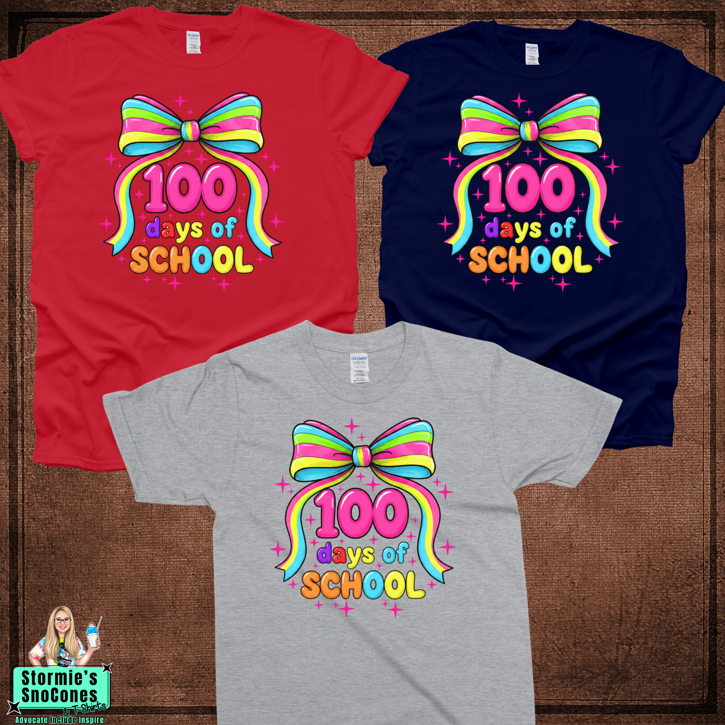 100 Days of School Big Bow Tshirt