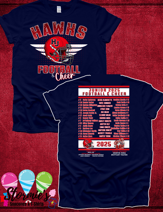 Hawks Football & Cheer 2025 Navy Shirt JUNIOR