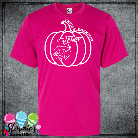 Hawk Pumpkin - Fall China Elementary Field Day 2025 Shirt Pink DRY FIT