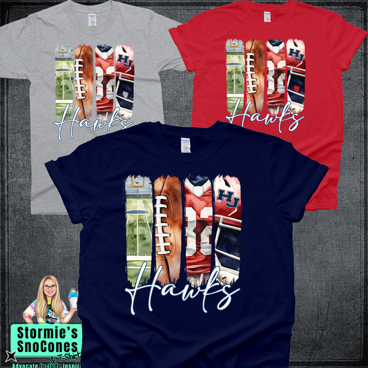 Hawks Football Helmet Brush Strokes Tshirt