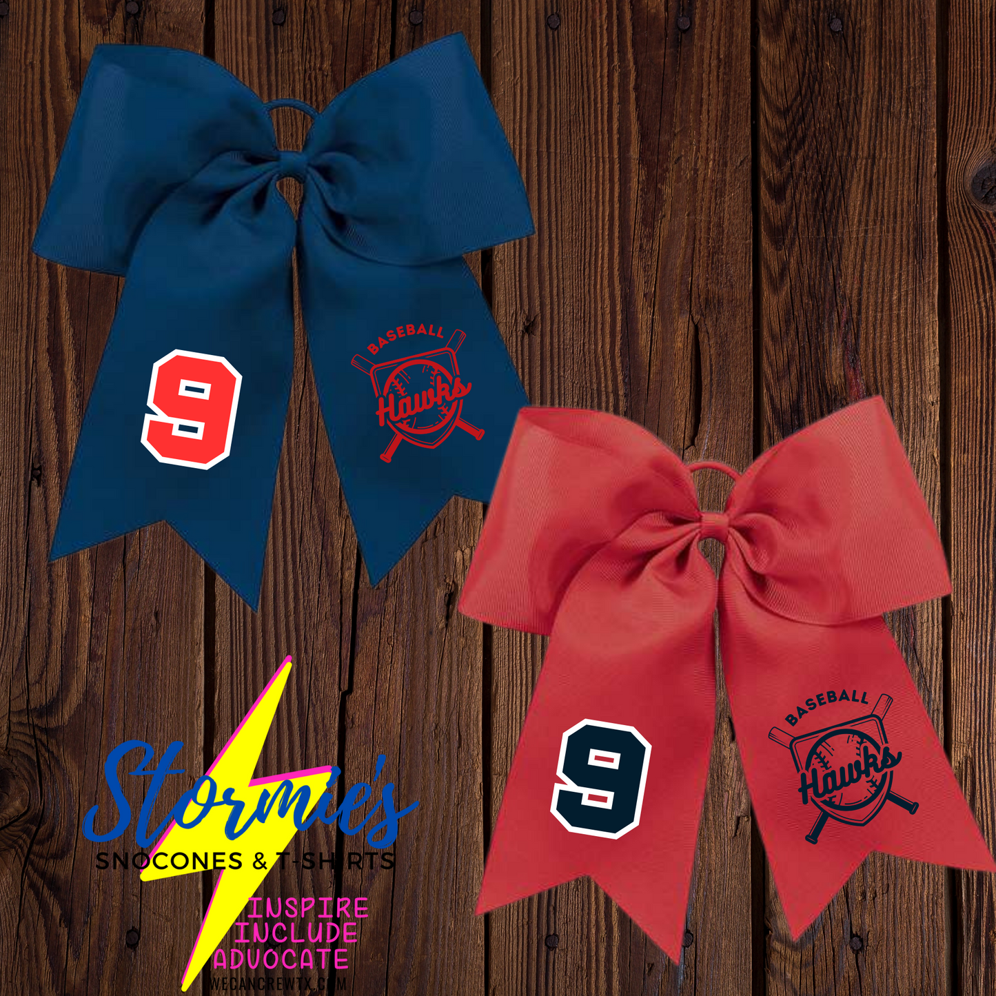 Hawks Baseball Hair Bow