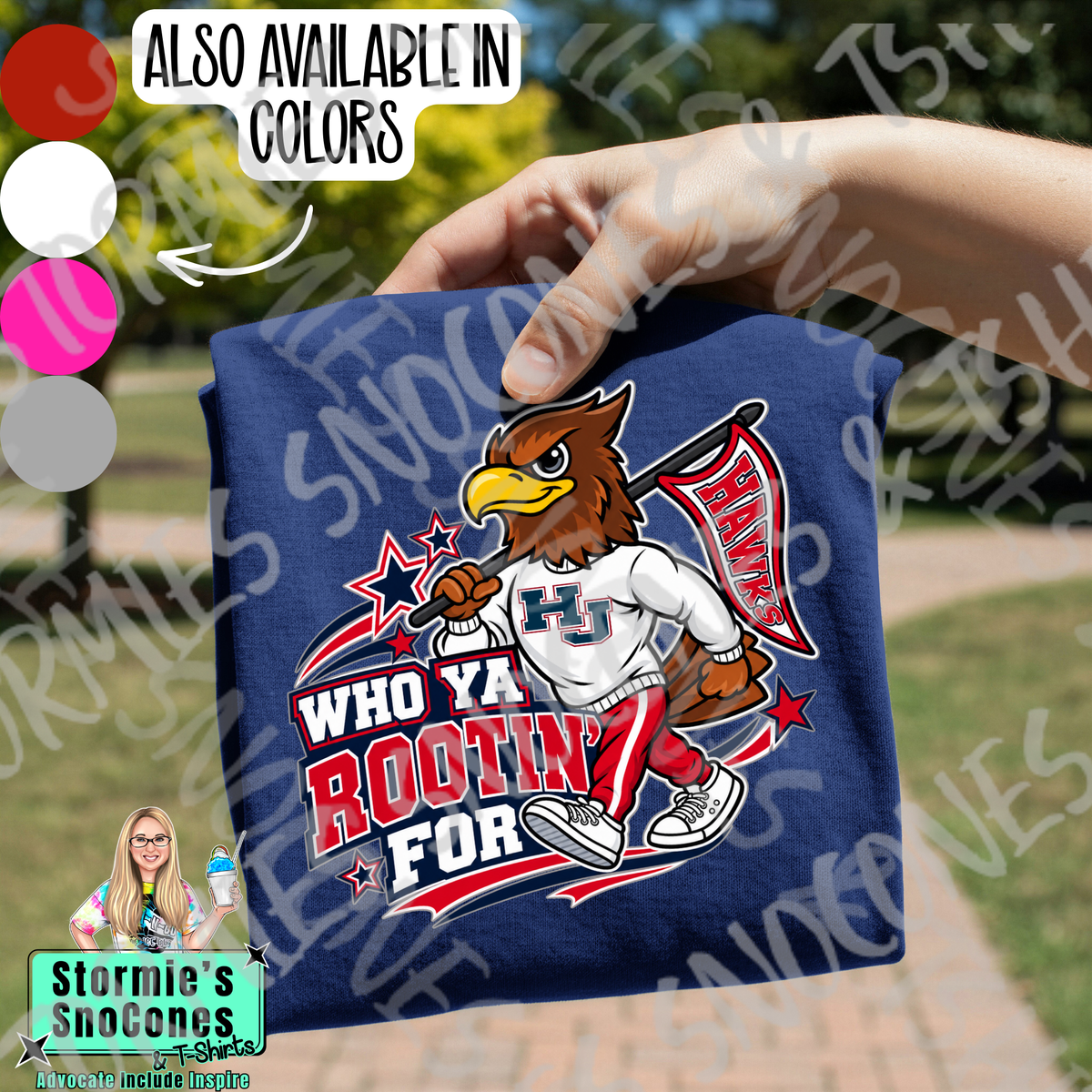 HJ Hawks Who Ya Rootin' For Mascot Gildan Comfort Colors Tultex Shirt