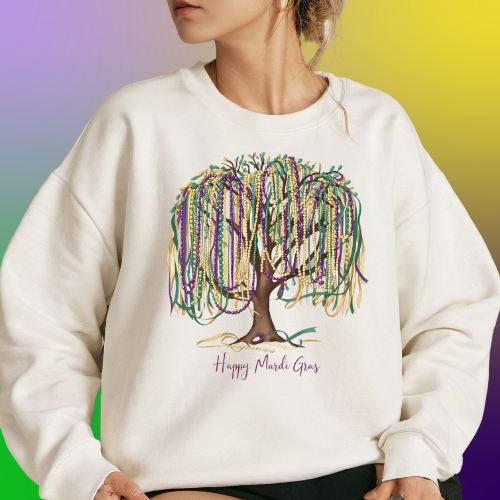 Mardi Gras Bead Tree Cream Sweatshirt & Hoodie