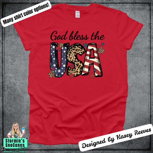 God Bless The USA Tshirt Designed by Kasey Reeves