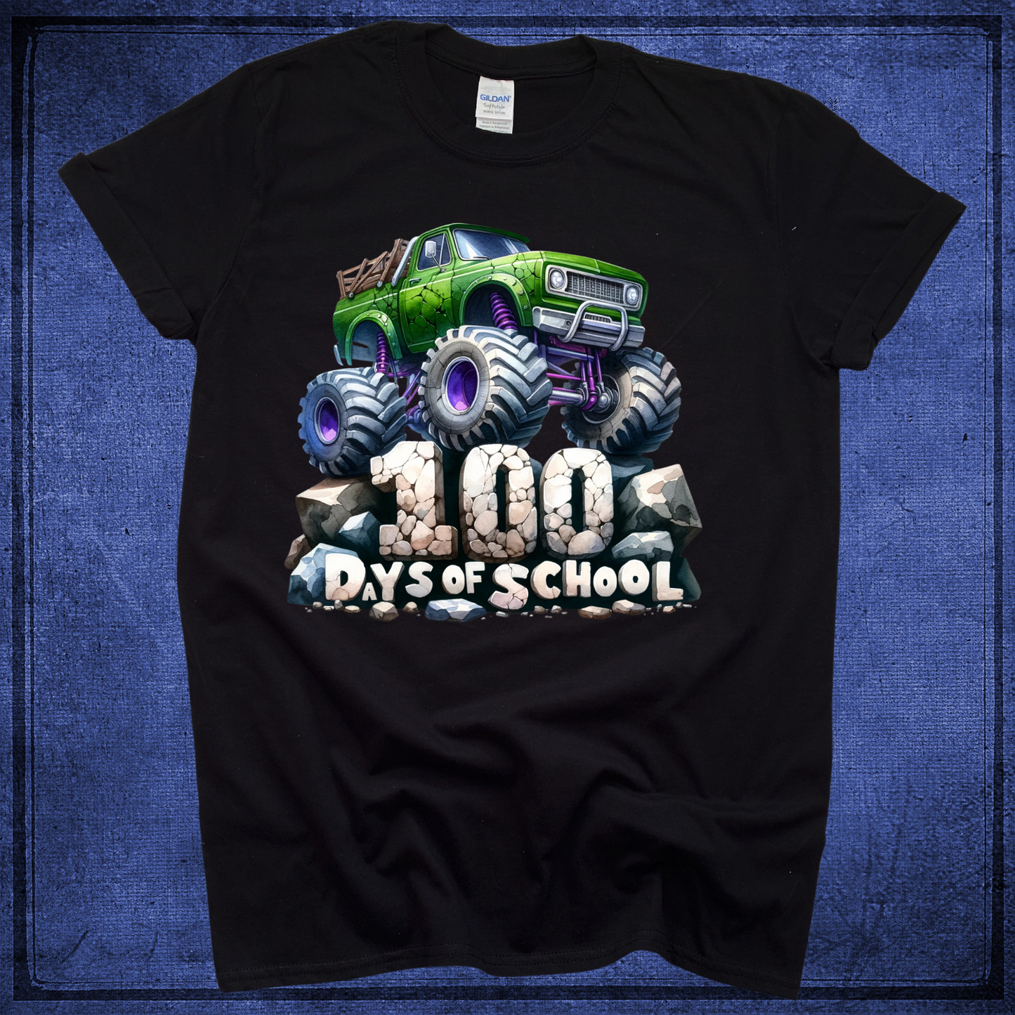 Monster Truck  -100 Days of School - Black Shirt