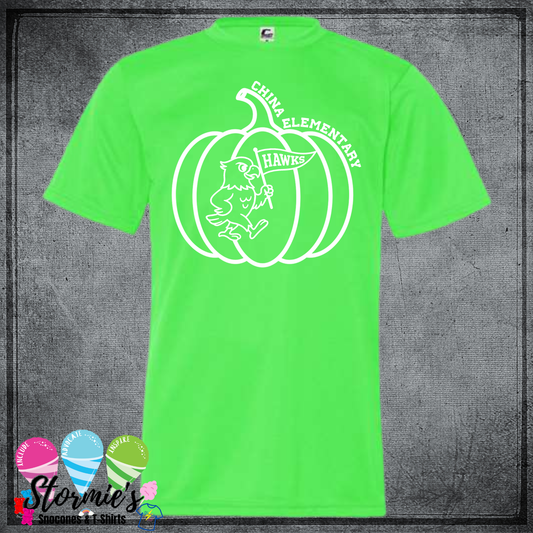 Hawk Pumpkin - Fall China Elementary Field Day 2025 Shirt Green DRY FIT Shirt