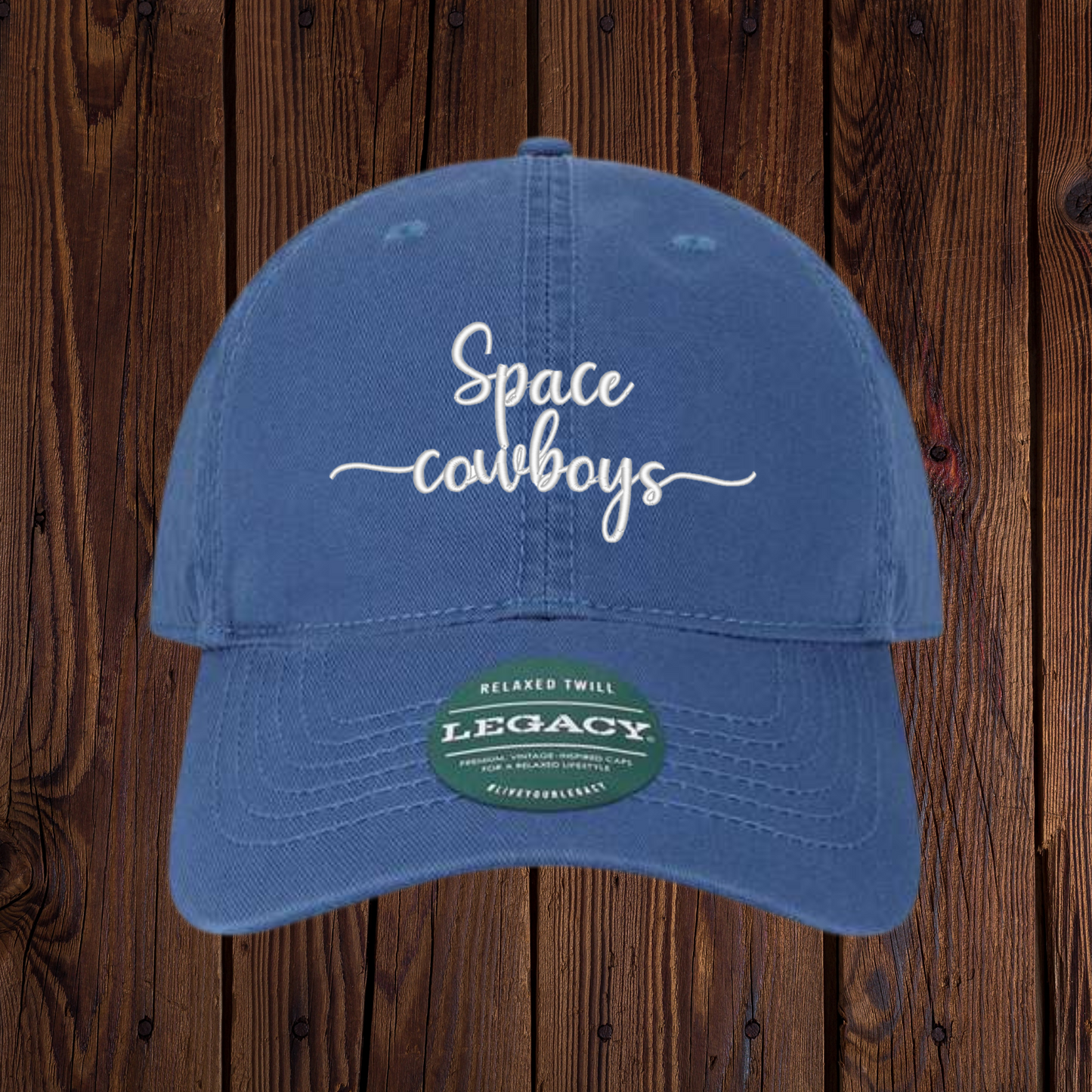 Space Cowboys Cursive Royal Dad Hat Embroidered Hat - PICK UP ONLY