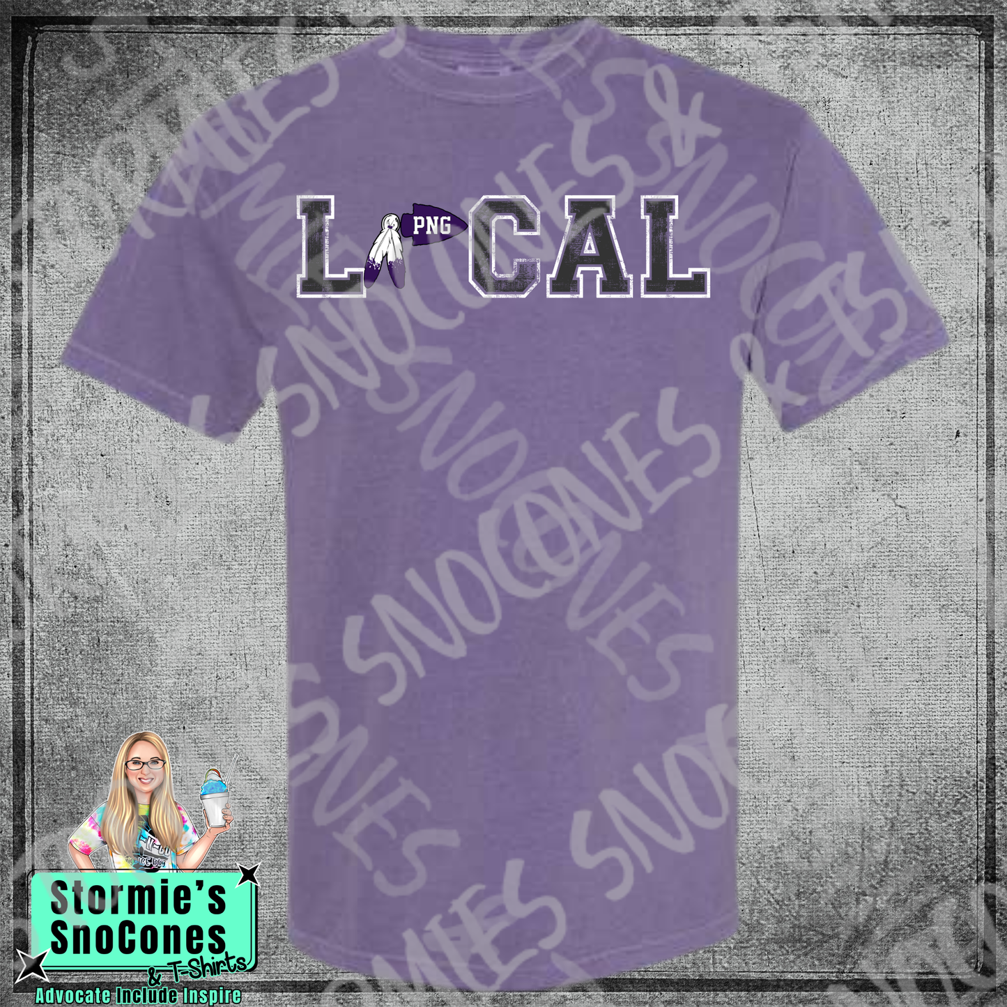 Port Neches-Groves Indians Logo Local Purple Gildan Comfort Colors Bella Canvas Shirt