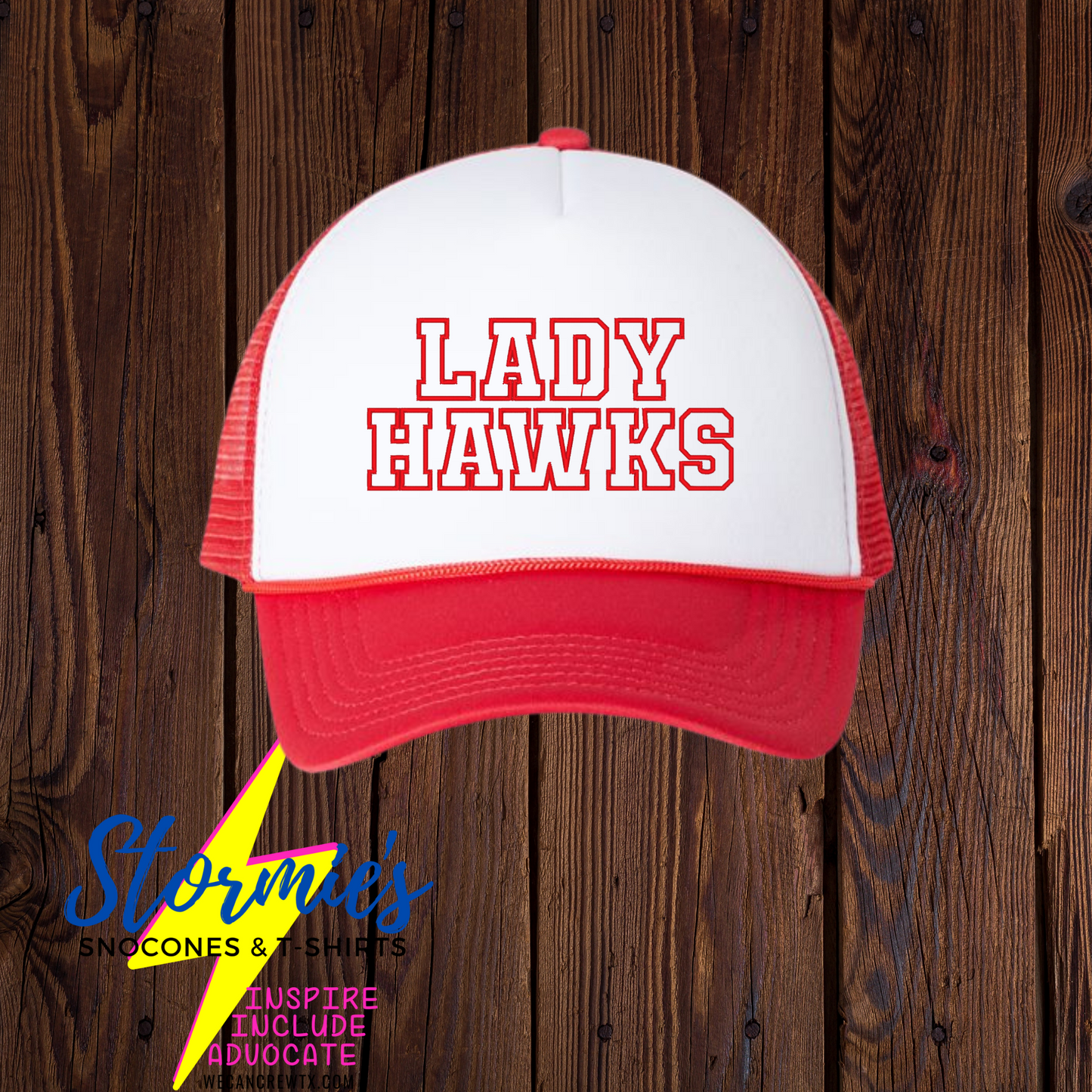 Lady Hawks Red Varsity Foam Embroidered Hat - PICK UP ONLY