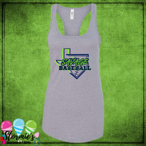 Savage Baseball 2025 Bella Racer Back Gray Tank Top