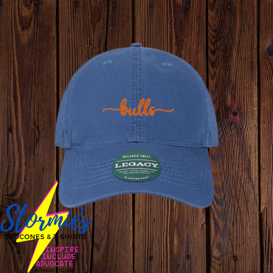 Bulls Cursive Royal Dad Hat Embroidered Hat - PICK UP ONLY