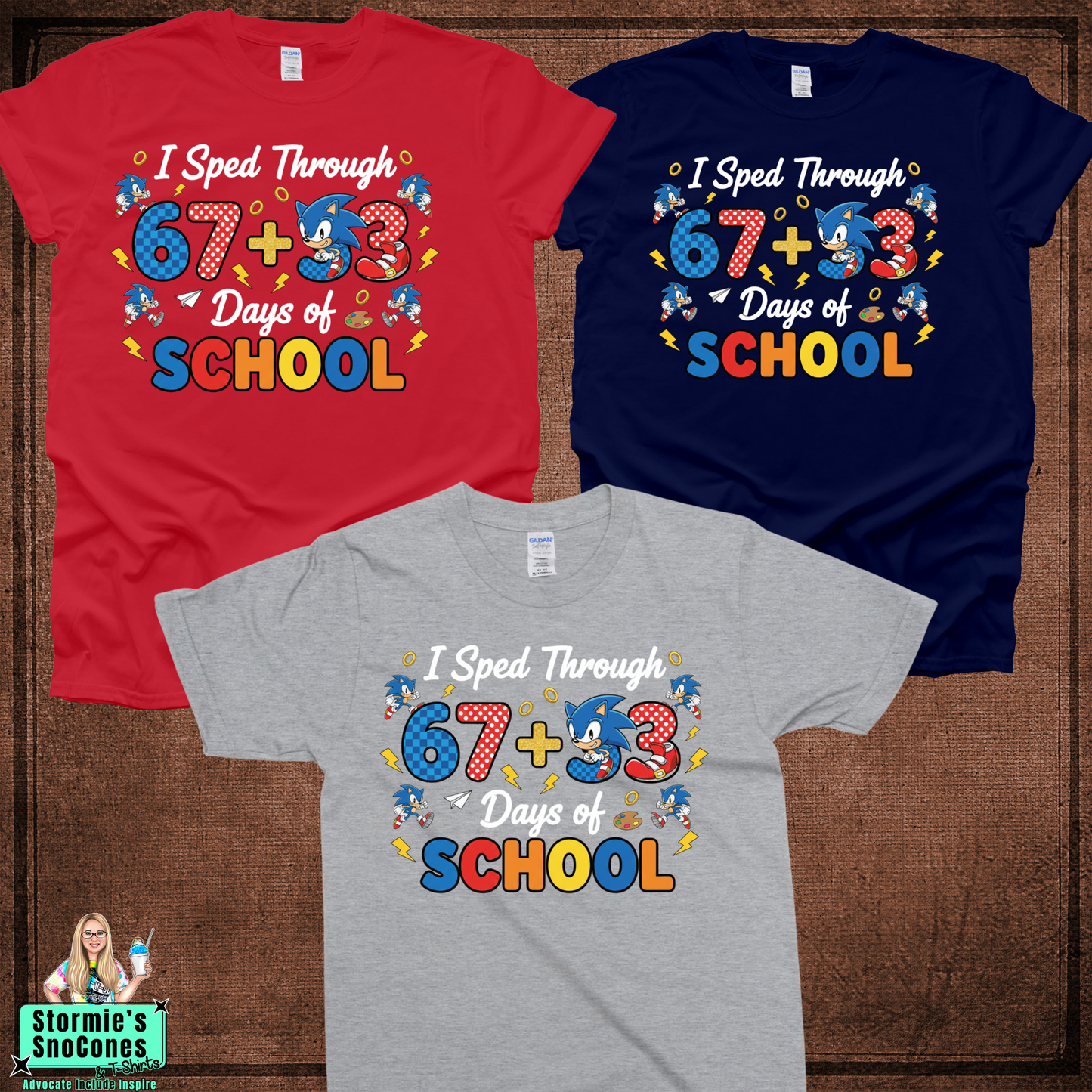 100 Days of School - I survived 67+33 days Sonic Tshirt