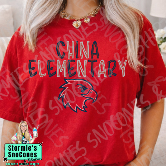 Chine Elementary Hawks Doodle Letters Red Gildan Comfort Colors Bella Canvas Shirt
