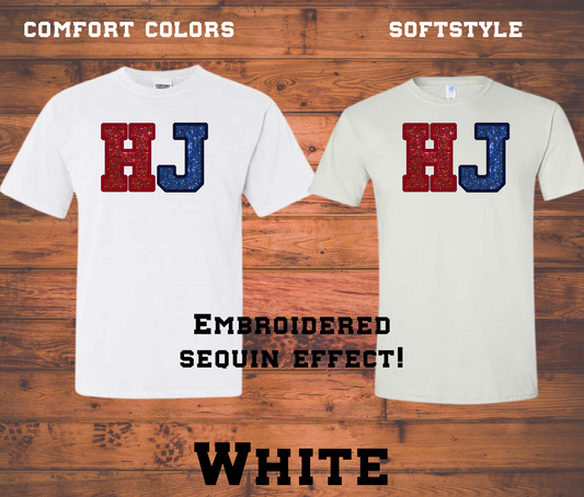 HJ Sequin Effect Gildan Softstyle or Comfort Colors Shirt