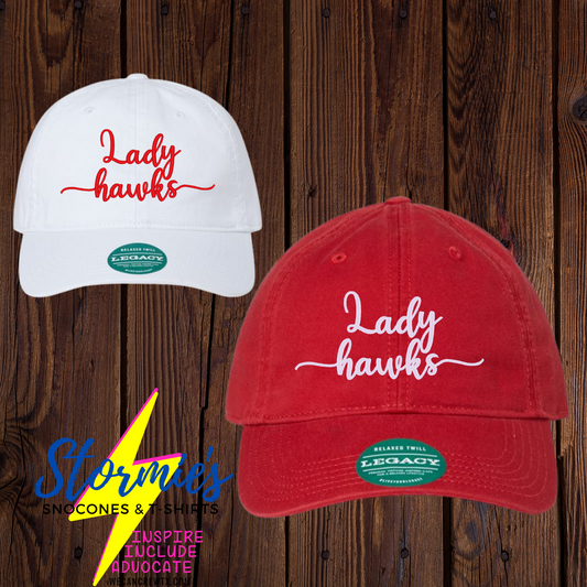 Lady Hawks Cursive Dad Hat Embroidered Hat - PICK UP ONLY