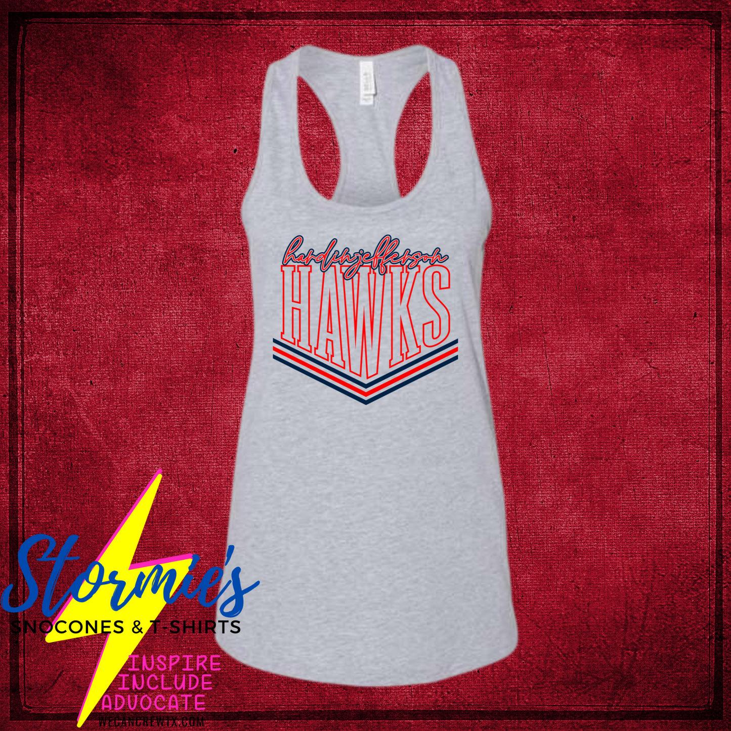 Hawks Pointed Lines Bella Racer Back Tank Top