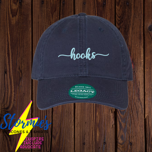 Hooks Navy Cursive Dad Hat Embroidered Hat - PICK UP ONLY