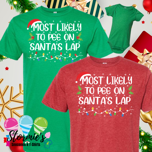 Christmas Lights Group Shirts - Most Likely To - Pee on Santa's Lap