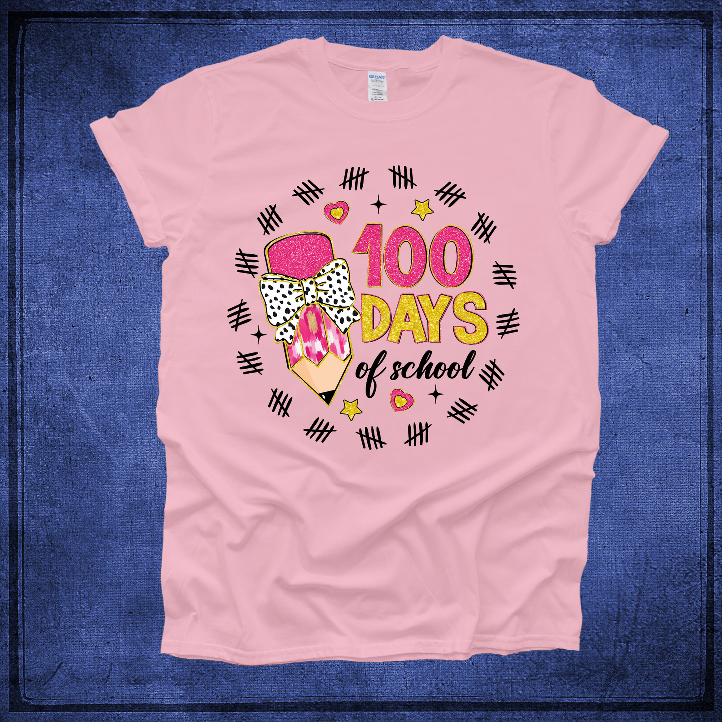 Pencil Circle -100 Days of School - Light Pink Shirt