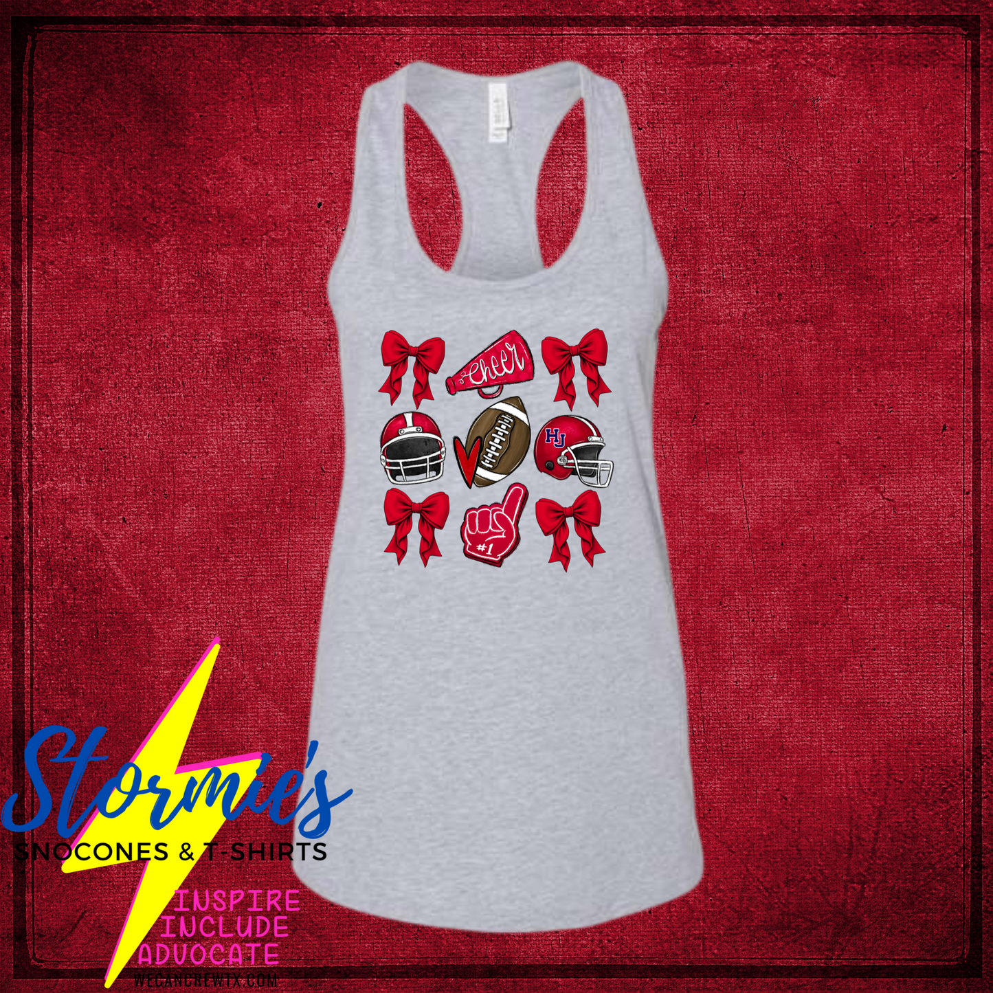 HJ Bows Football Cheer Grid Bella Racer Back Tank Top