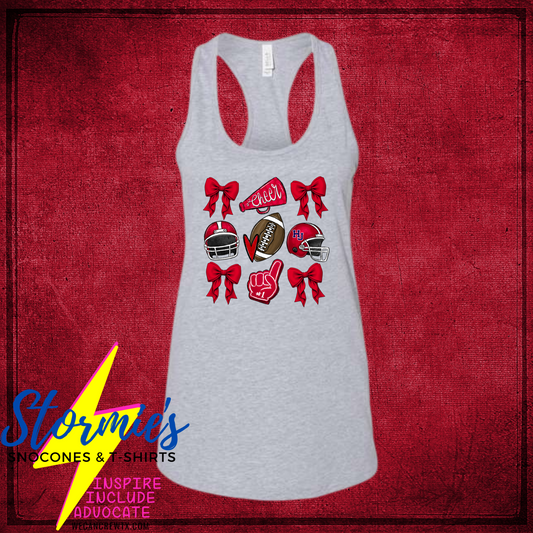 HJ Bows Football Cheer Grid Bella Racer Back Tank Top