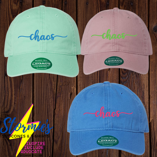 Chaos Cursive Dad Hat Embroidered Hat - PICK UP ONLY