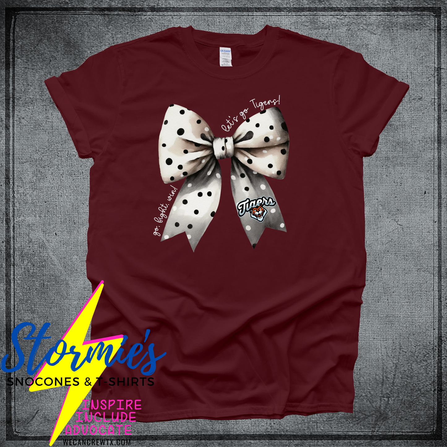 Devers Silsbee Tigers Coquette Bow Maroon Shirt