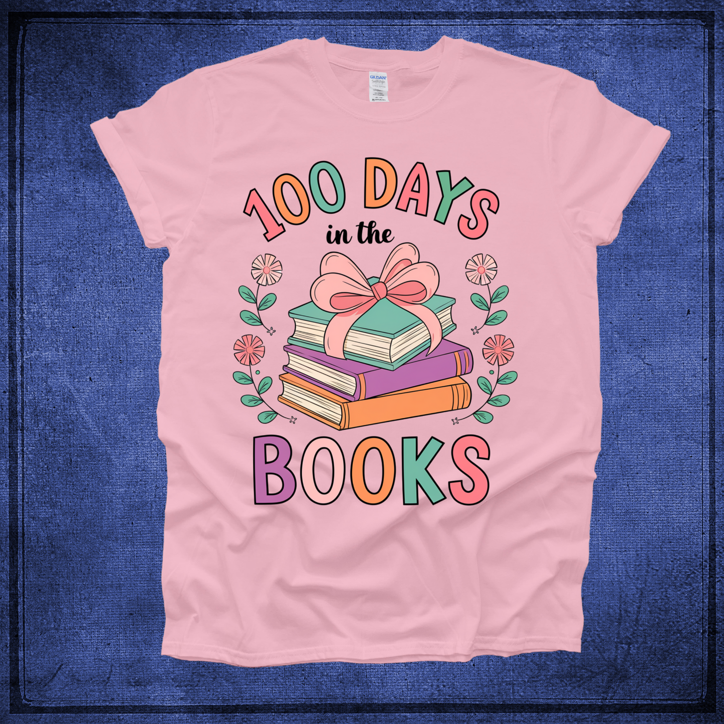 Books -100 Days of School - Light Pink Shirt