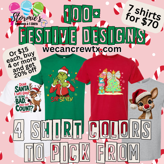 December Dress Up Days No Fuss 7 Shirt Pack 100+ Design Options