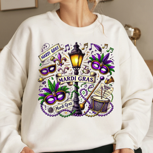 Mardi Gras Street Lamp Masks Cream Sweatshirt & Hoodie