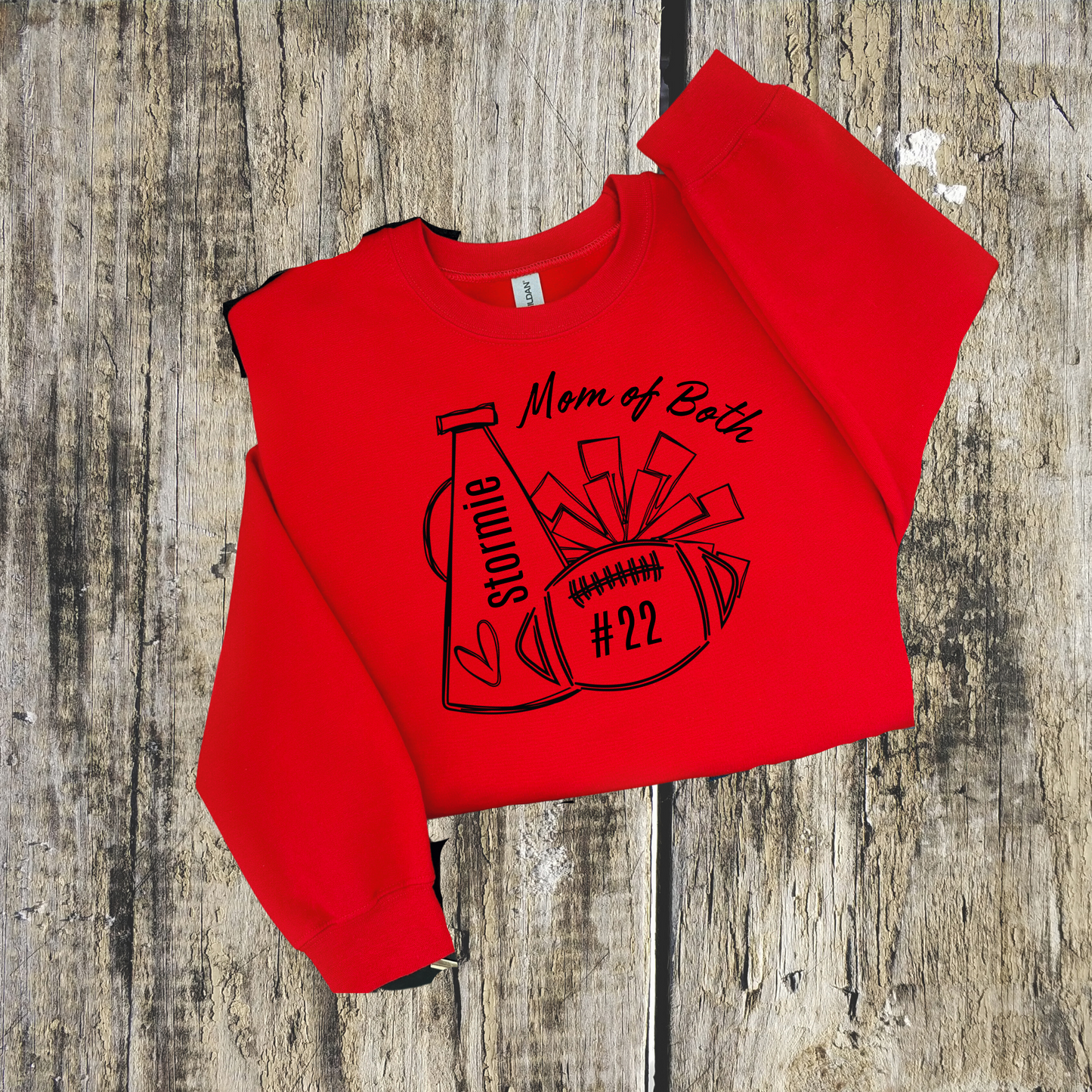 Mom Of Both Football Cheer YOUR CHILD'S NAME CAN BE ADDED Sweatshirt Hawks