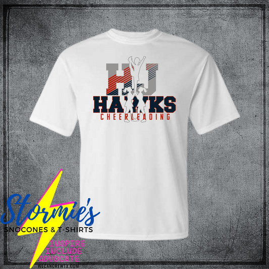 HJ Hawks Cheerleading Stunt White Dry fit shirt