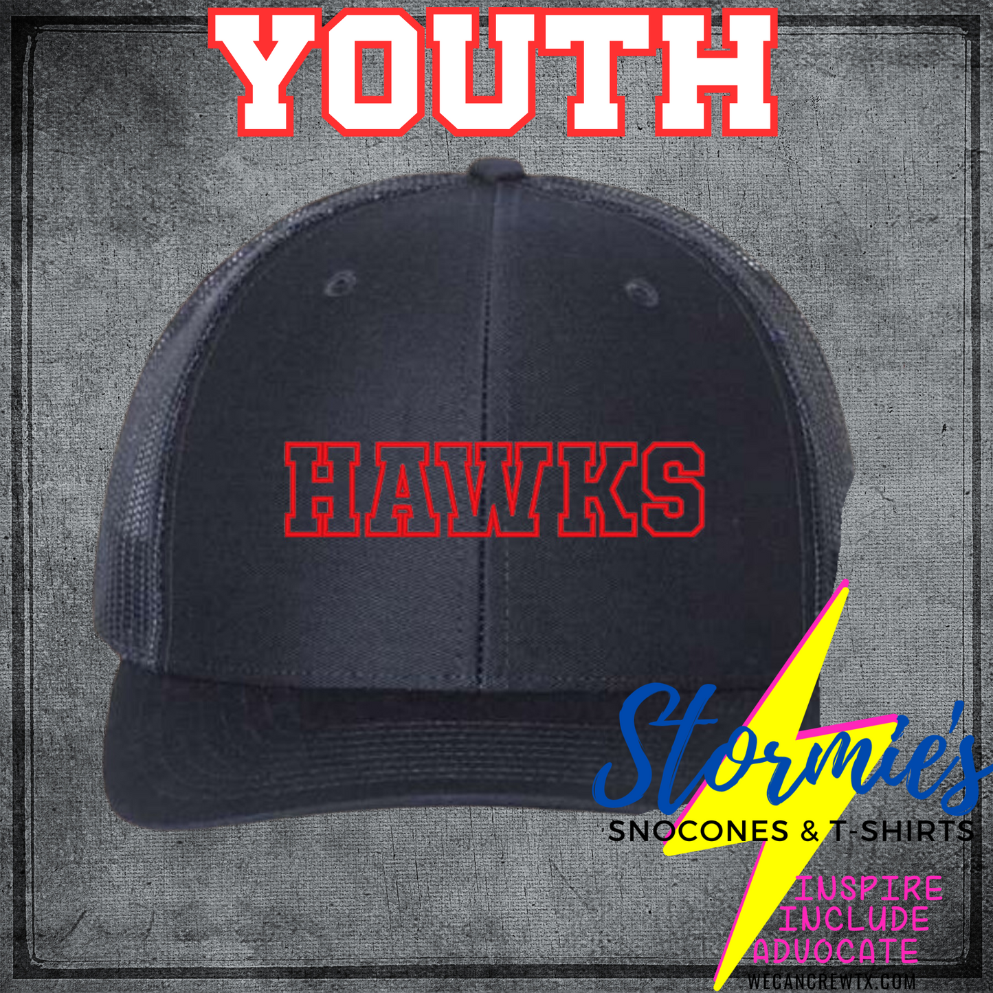 YOUTH Hawks Varsity Richardson Navy Mesh Back Embroidered Hat - PICK UP ONLY