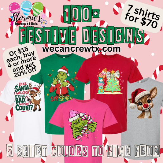 December Dress Up Days No Fuss 7 Shirt Pack 100+ Design Options