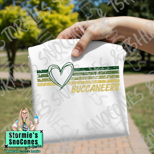 East Chambers Buccaneers Heart Lines White Gildan Comfort Colors Bella Canvas Shirt