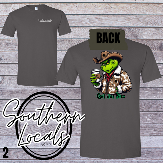 Southern Locals Grinch Got Rizz Charcoal SoftStyle Shirt