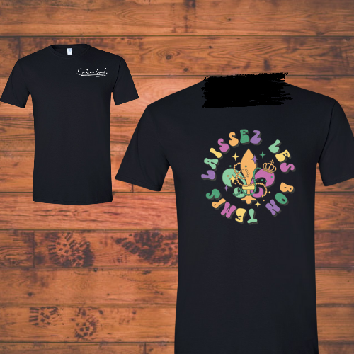 Mardi Gras Symbol Southern Locals Softstyle Black Shirt