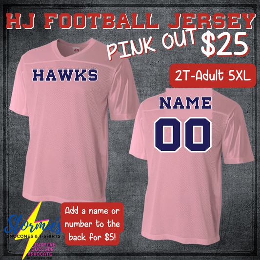 Custom HJ Hawks PINK OUT Football Jersey